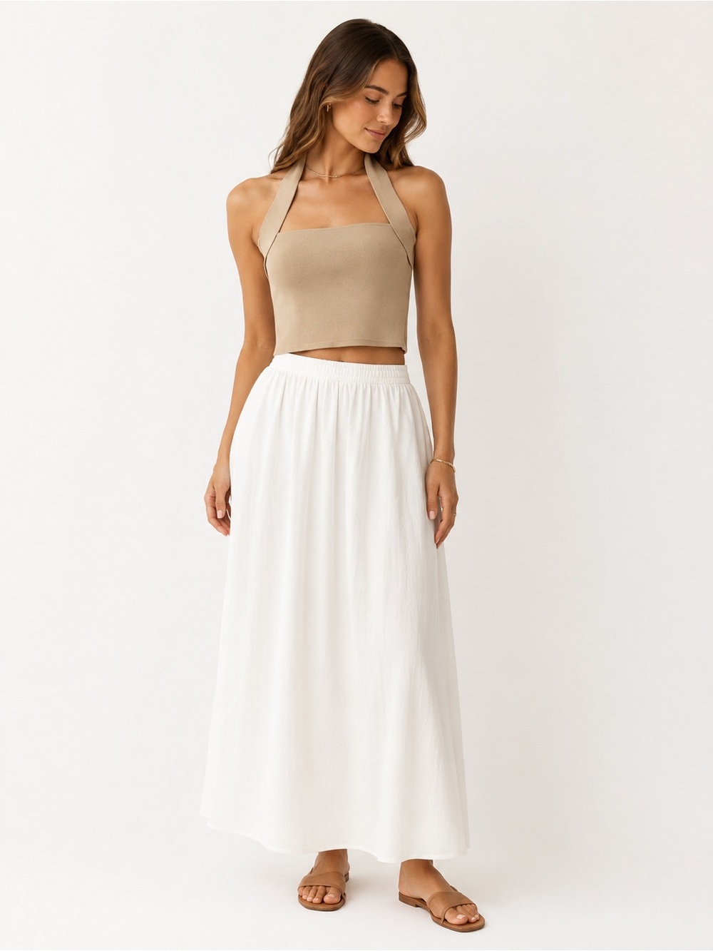 Alice and Olivia halter top, convertible top can be worn two ways. Hits a waist